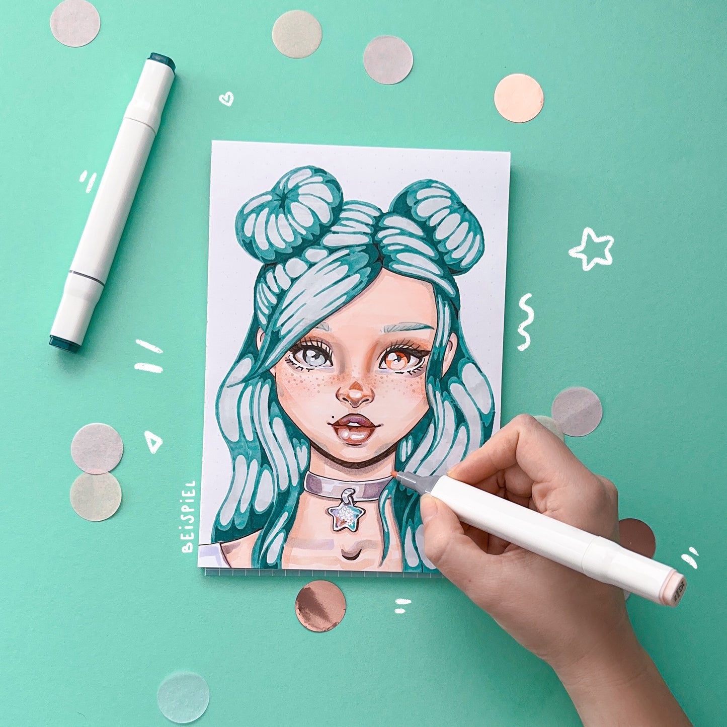 Drawing Block Face by Foxy Draws